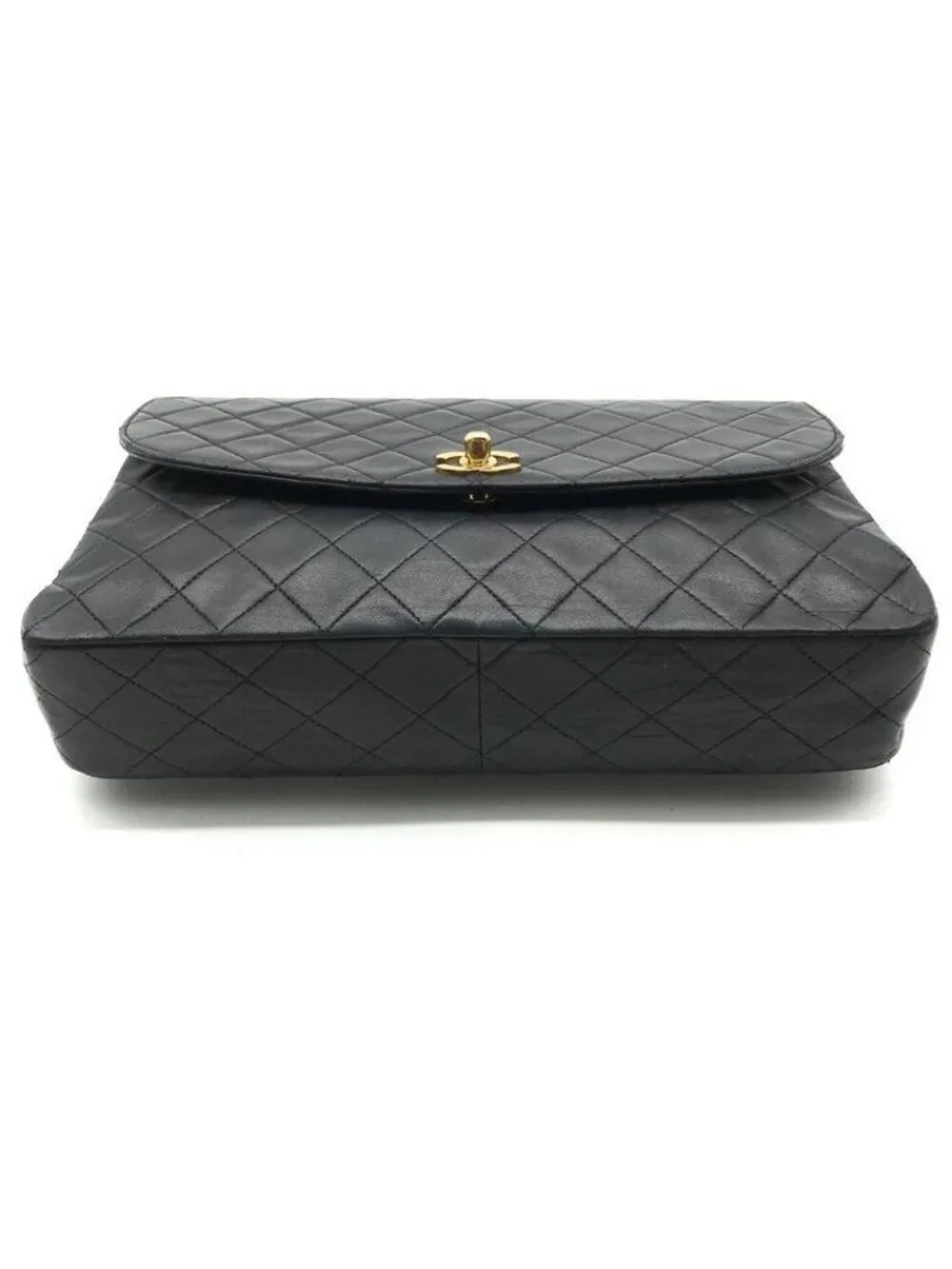 Chanel CC Logo Quilted Leather Turnlock Chain Shoulder Bag Black